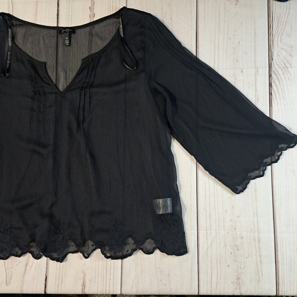 3 FOR 12 SALE Jessica Simpson Black Sheer Women's Blouse Size Medium - Picture 3 of 11